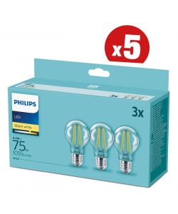 SET 3X5 LAMPADINE A LED FILAMENT PHILIPS 75W, E27